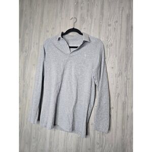 Tailored Athlete Mens L Long Sleeve Stretch Polo Shirt Heather Grey Muscle Fit